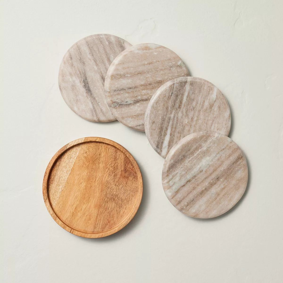 5pc Marble Coaster Set Warm Beige - Hearth & Hand™ with Magnolia | Target