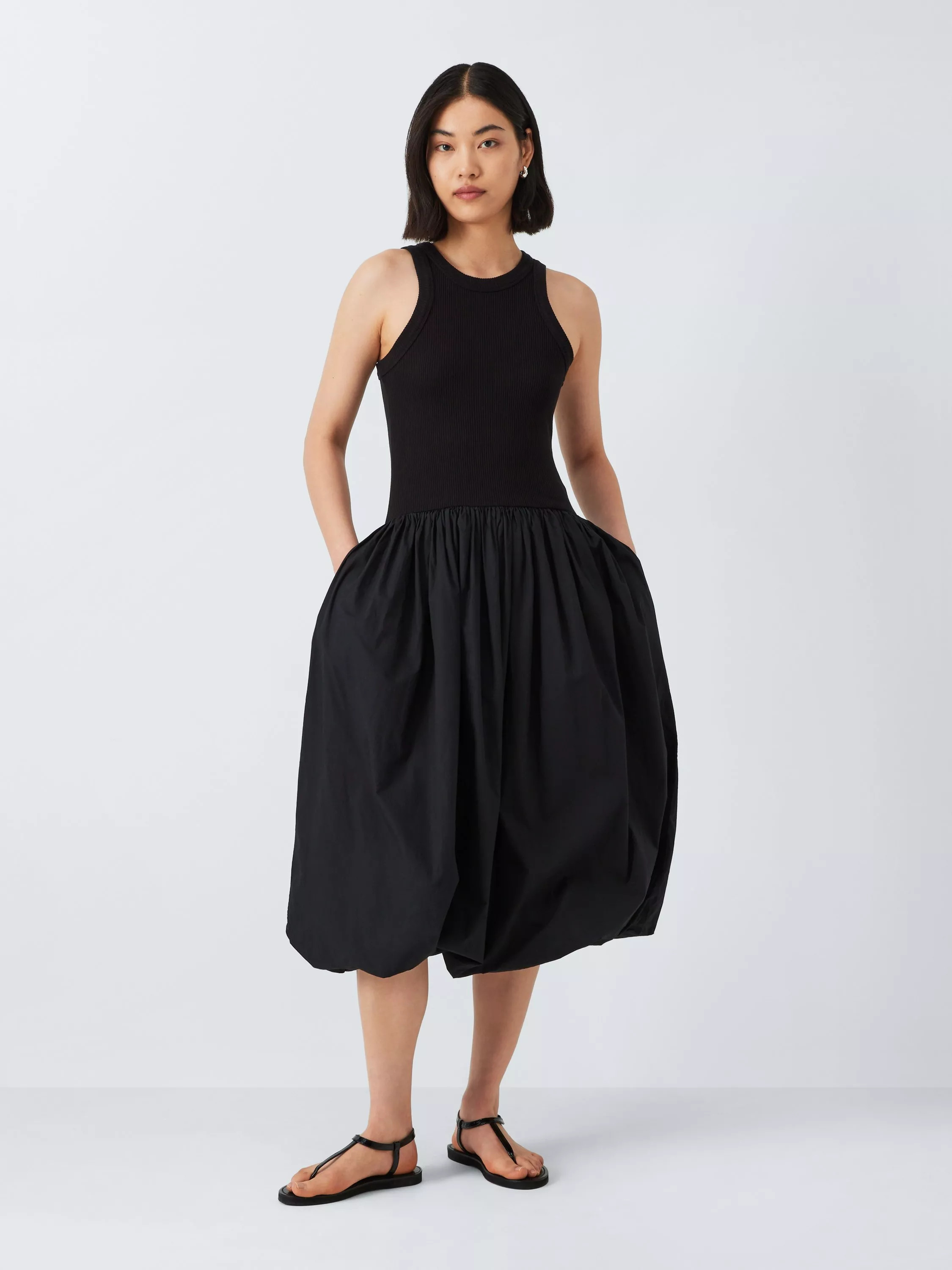 John Lewis ANYDAYJersey Bubble Hem Dress, Black | John Lewis (UK)