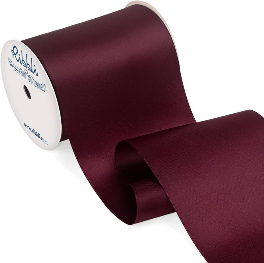 Ribbli Burgundy Satin Ribbon 4 Inch Wide Dark Burgundy Ribbon for Wedding Chair Sash Grand Openin... | Amazon (US)