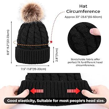 Livingston Women's Winter Soft Knit Beanie Hat with Faux Fur Pom Pom Warm Skull Cap Beanies for W... | Amazon (US)