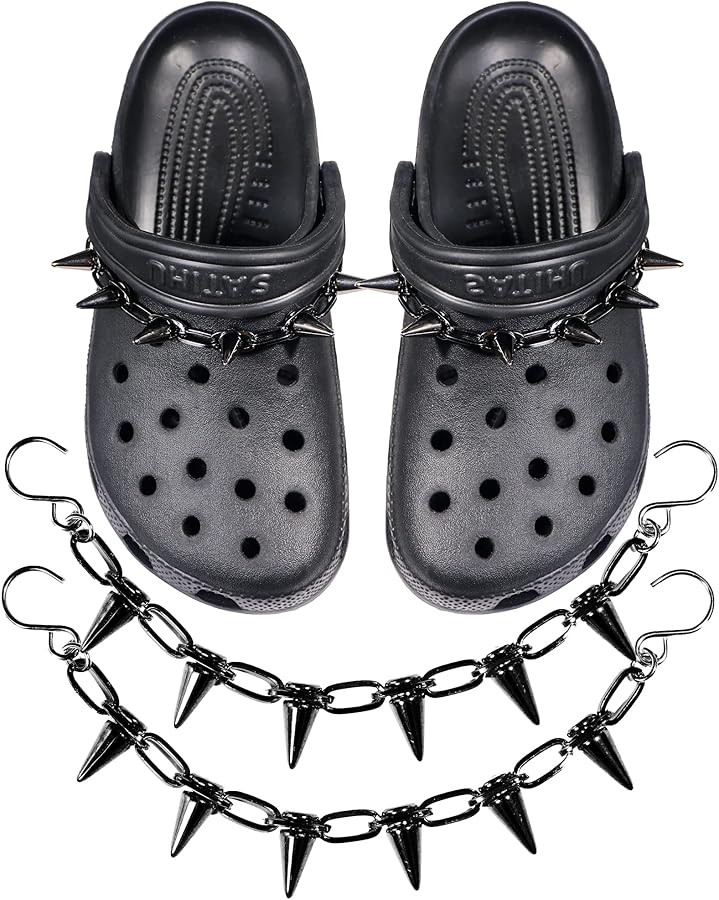 GIDDITZ 2PCS Shoe Chains Punk Rivet Cone Spike Charms Chain for Shoes Decoration Sandals for Wome... | Amazon (US)