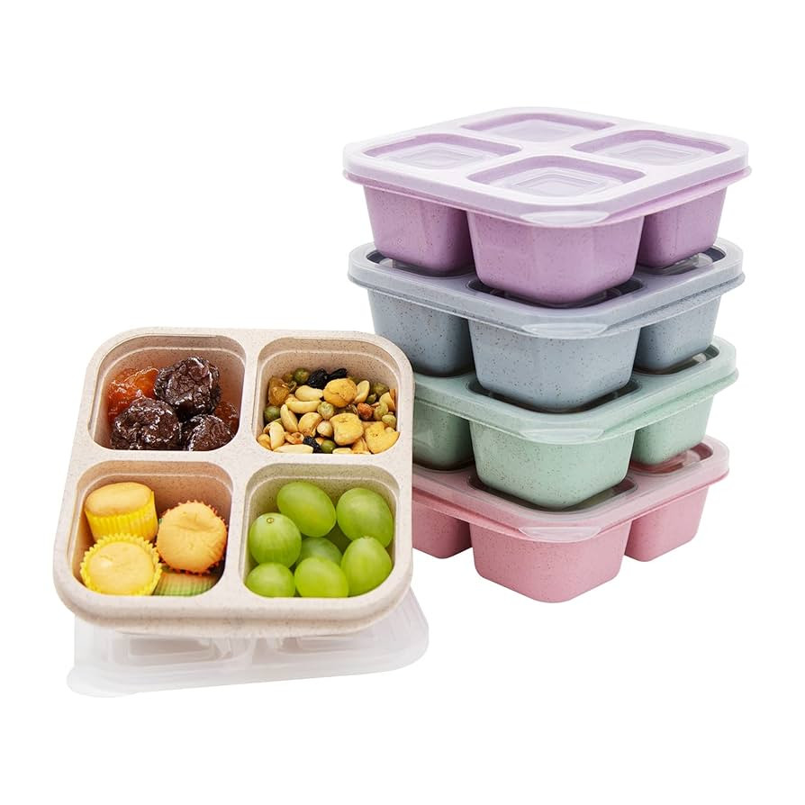 5 Pack Bento Lunch Box,4 Compartment Snack Containers,Divided Snack Box,Meal Prep Lunch Container... | Amazon (US)