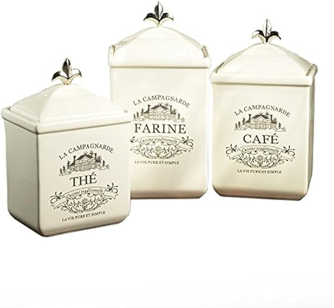American Atelier Maison 3-Piece Cookie Jar Set, White - | Amazon (US)