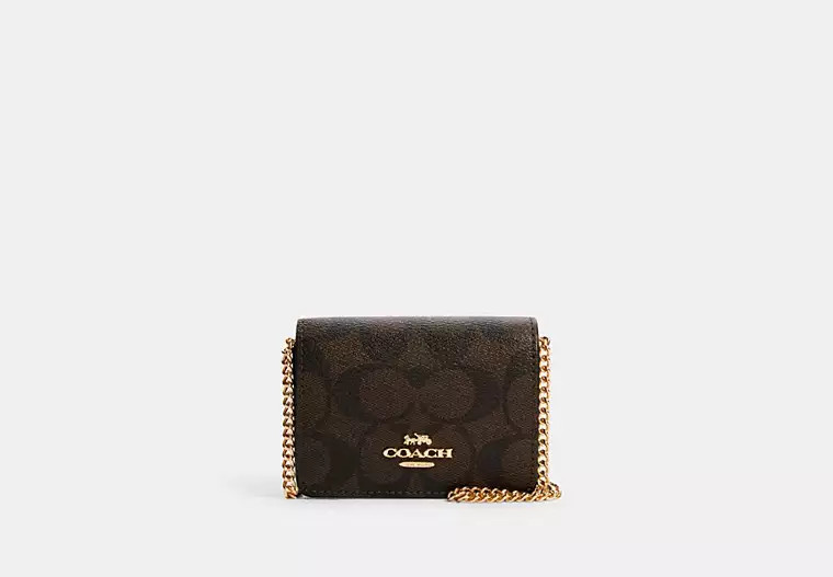 Mini Wallet On A Chain In Signature Canvas | Coach Outlet US