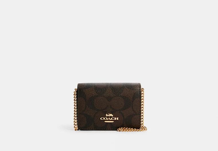 Mini Wallet On A Chain In Signature Canvas | Coach Outlet