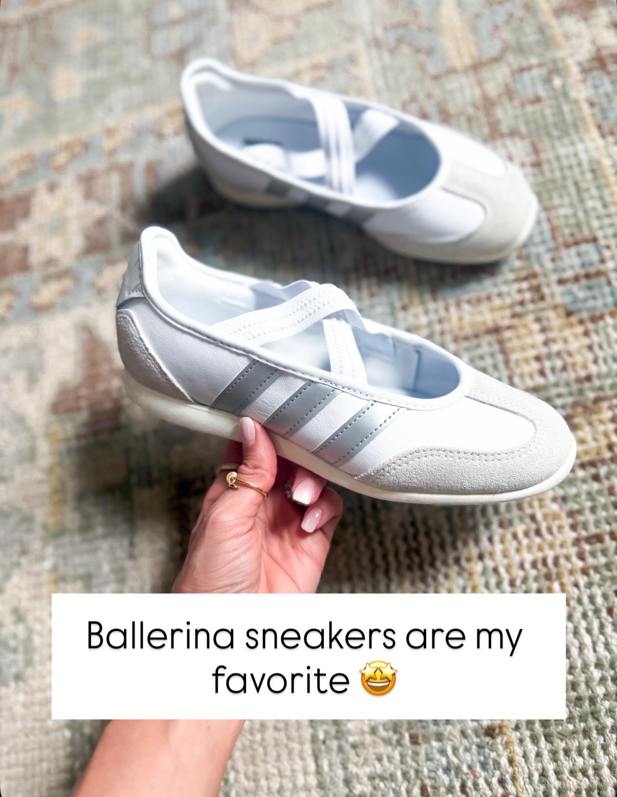 Ballerina sneakers are my favorite! These run a smidge big so I sized down half a size per reviews. Adidas ballerina sneakers. Travel outfit. Casual outfits. Elevated casual. Spring outfits. 

#LTKgrwm #LTKTravel #LTKootd