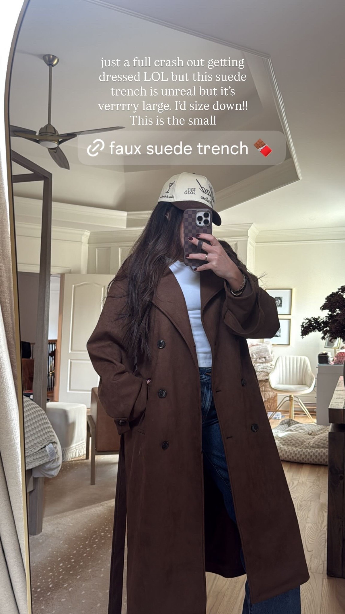 just a full crash out getting dressed LOL but this suede trench is unreal but it’s verrrry large. I’d size down!! This is the small

jeans 28 in 5 yrs 
Tee in small 

#LTKdayinmylife #LTKootd