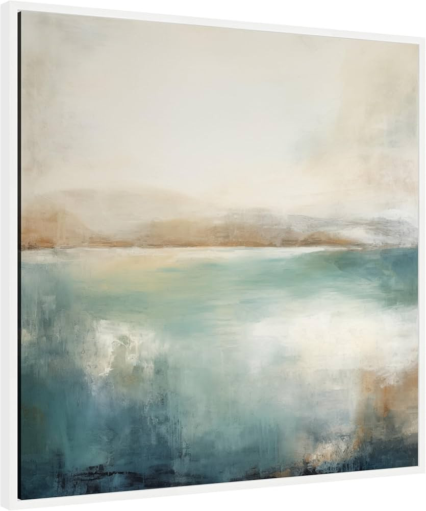 Kate and Laurel Sylvie Abstract Calming Lake Landscape Framed Canvas Wall Art by The Creative Bun... | Amazon (US)