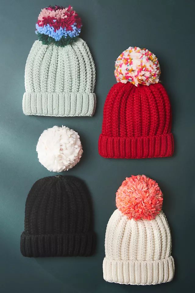 Pick-A-Pom Ribbed Beanie Base | Anthropologie (US)