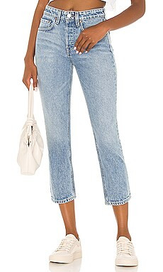 GRLFRND Karolina Petite High Rise Straight Crop in Larchmont from Revolve.com | Revolve Clothing (Global)