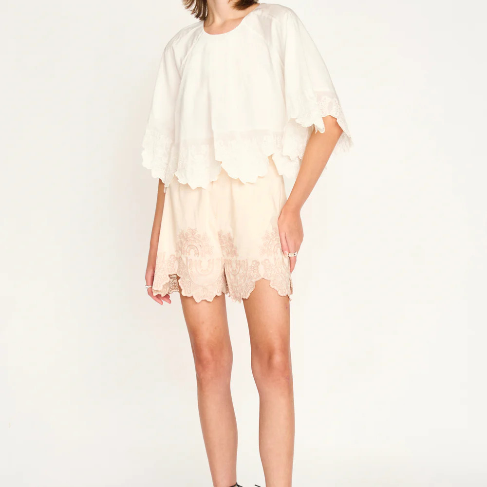 Paris Short in Tan Lotus Eyelet | MIRTH