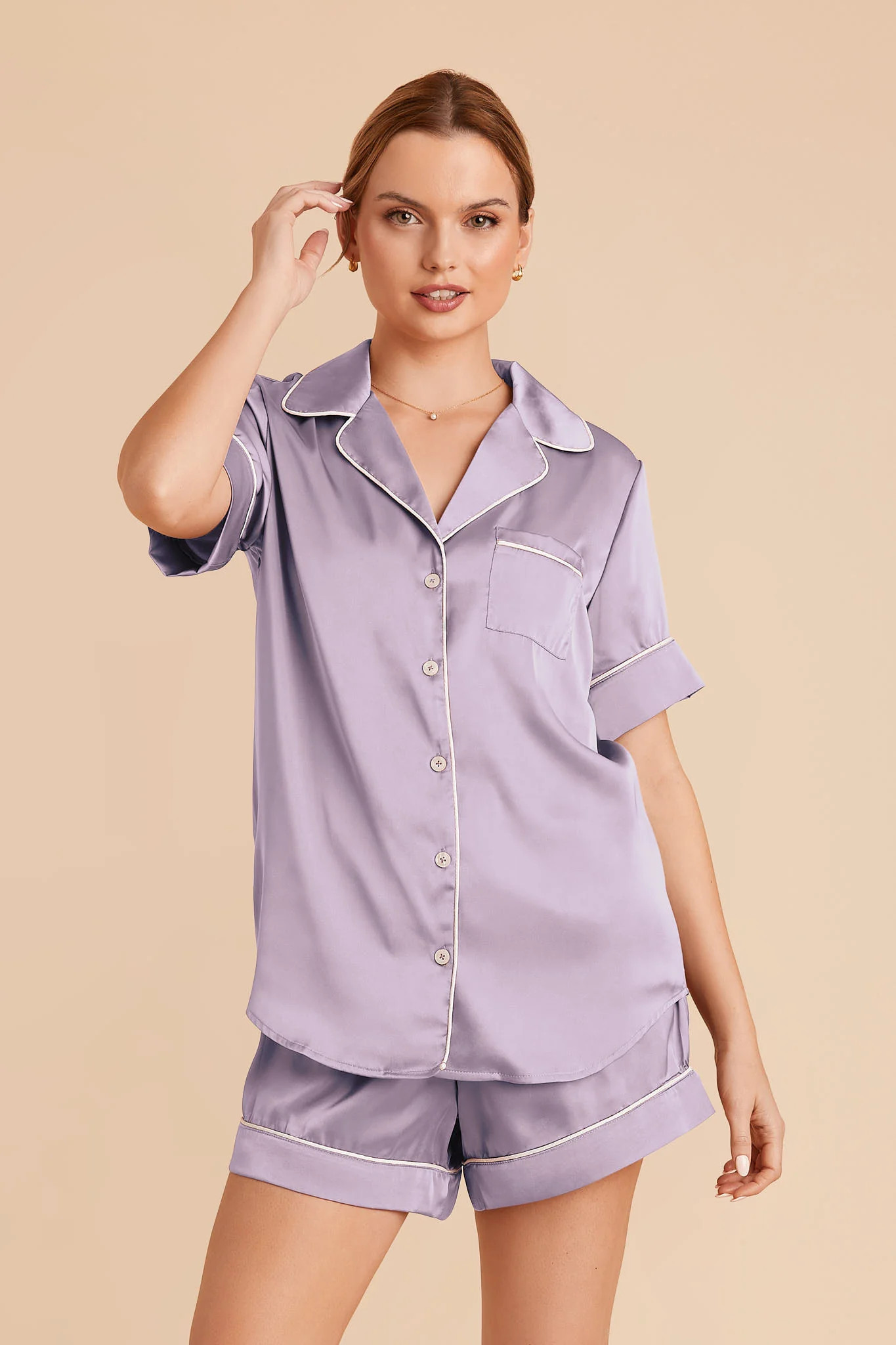 Dusty Lilac Getting Ready Satin Size 2XL Birdy Grey Jonny Matte Pajama Set | Birdy Grey