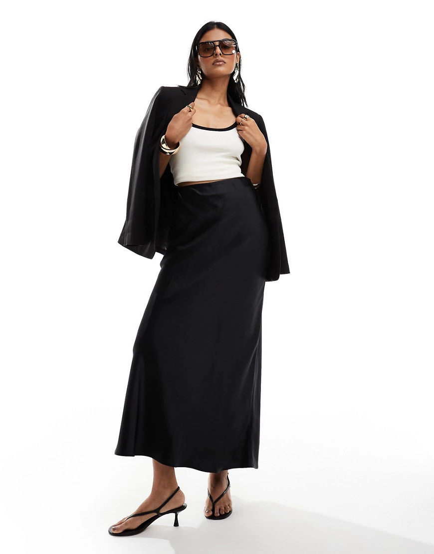 & Other Stories satin maxi skirt in black | ASOS (Global)