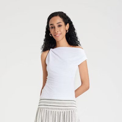 Women's Twisted Off the Shoulder Blouse - A New Day™ White M | Target