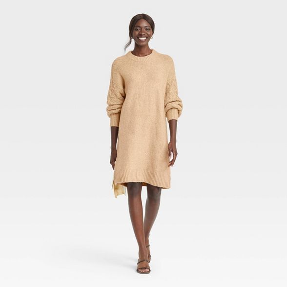 Women's Long Sleeve Cable Knit Sweater Dress - A New Day™ | Target