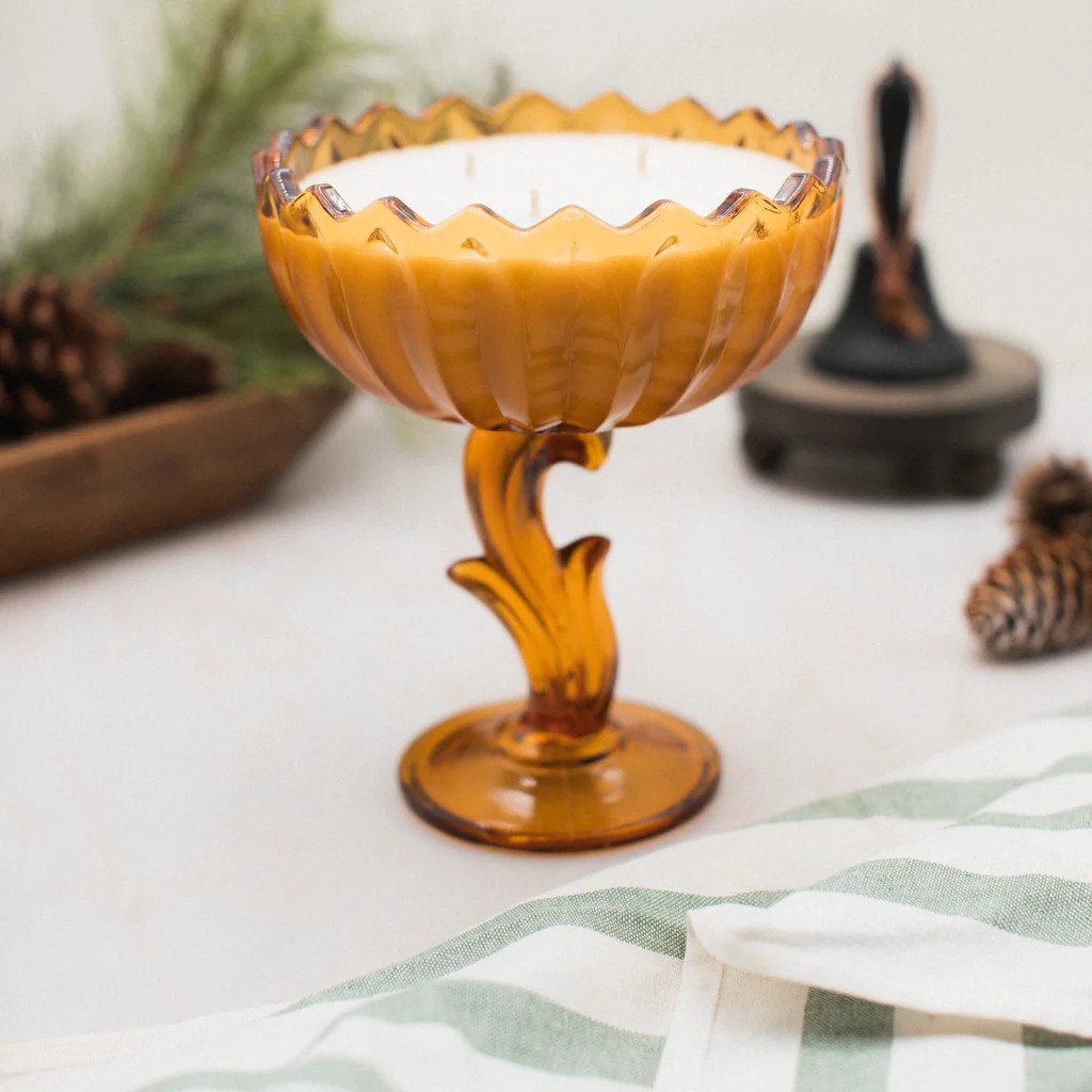 Fall Harvest - Amber Flower Dish | Antique Candle Co.