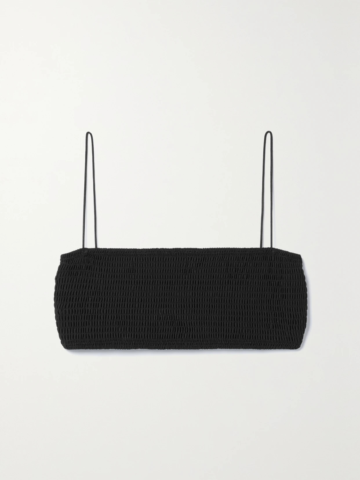 TOTEME - + Net Sustain Smocked Recycled Bikini Top - Black | NET-A-PORTER (UK & EU)