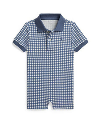 Baby Boys' Gingham Polo Shortall | Macy's