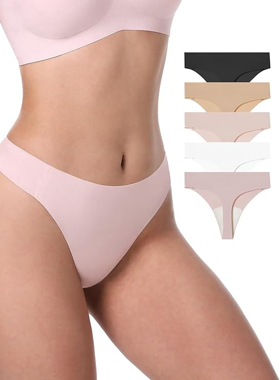 LUCKMEEY Seamless Thongs for Women No Show Thong Panties for Women No Line G-String Thongs Sexy S... | Amazon (US)