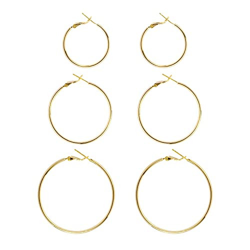 DAILY VIBES Simple Big Thin Gold Hoop Earrings for Women, 30/40/50mm | Amazon (US)