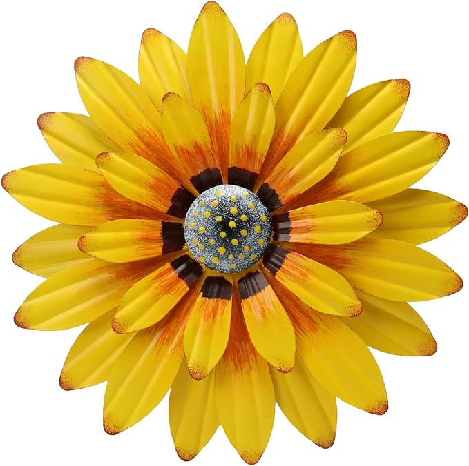 Metal Sunflower Wall Decor 12" Flower Wall Art Decorations Wall Sculpture Hanging for Bathroom Ho... | Amazon (US)