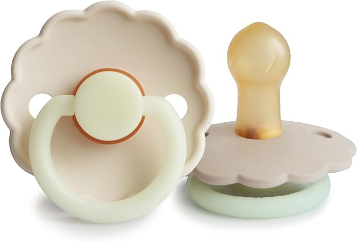 FRIGG Daisy Night Natural Rubber Baby Pacifier | Made in Denmark | BPA-Free (Croissant/Cream, 0-6... | Amazon (US)