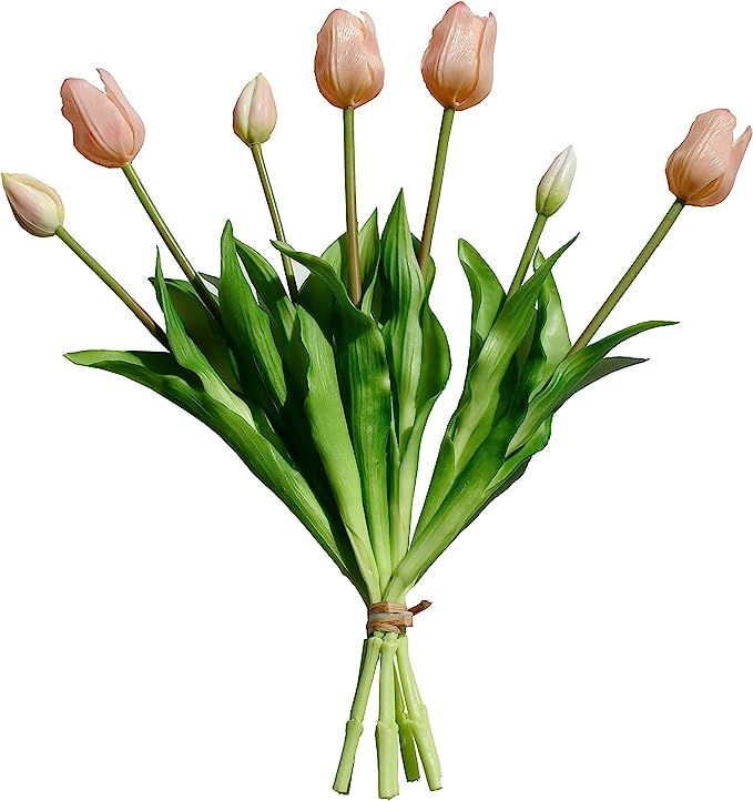 Mandy's 7pcs Pink Flowers Artificial Plastic Tulip Silk Flowers 17" for Home Kitchen Wedding Deco... | Amazon (US)