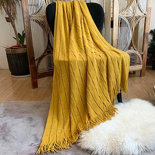 DISSA Knitted Blanket Super Soft Textured Solid Cozy Plush Lightweight Decorative Throw Blanket with | Amazon (US)