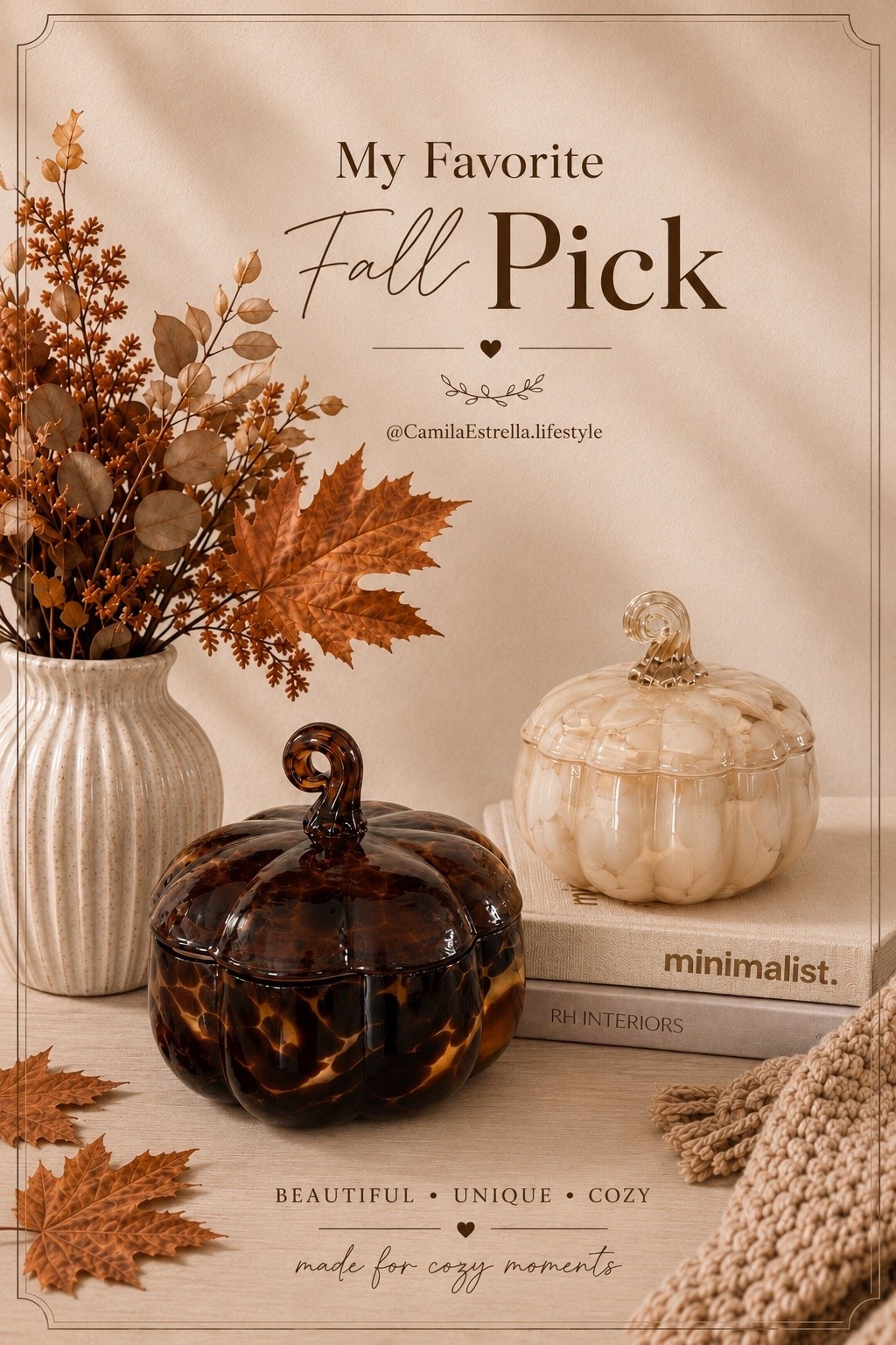 My favorite fall pick 🤎🍂 These glass pumpkins are the perfect mix of cozy, elegant, and unique. I’m obsessed with the tortoise detail + that soft neutral one together.

#LTKCon #LTKSeasonal #LTKHome
