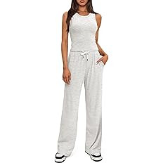 Darong Women's 2 Piece Outfits Lounge Sets Sleeveless Tank Tops Wide Leg Pants Sets Tracksuits Ma... | Amazon (US)