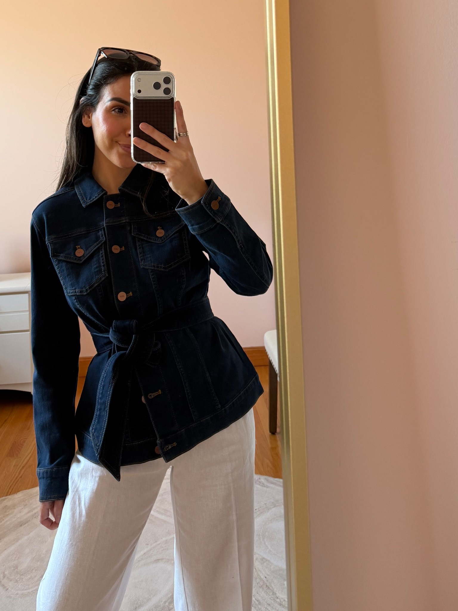 Size XS in denim jacket and white linen pants! Both fit tts  

#LTKPetite #LTKootd