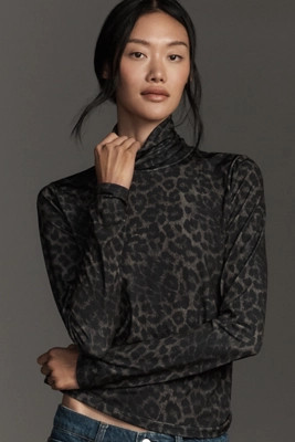 Essentiel Antwerp Long-Sleeve Leopard Turtleneck Top | Anthropologie (US)