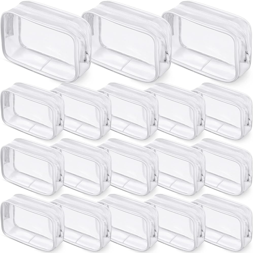 18 Pack Clear Makeup Bags Clear Cosmetic Bag PVC Plastic Zippered Pouches Portable Toiletry Bags ... | Amazon (US)