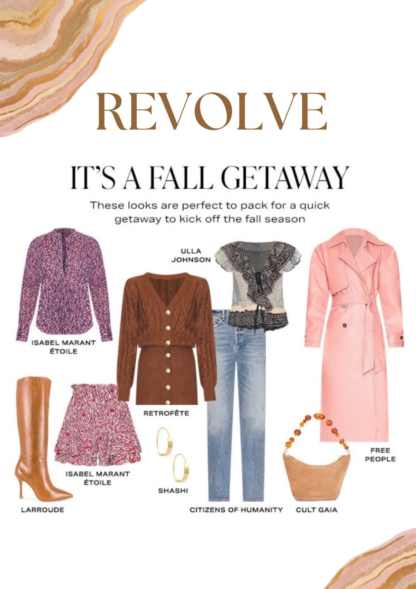 Gorgeous REVOLVE fall getaway collection picks! These items can be layered as well! These boots are constantly selling out! Also, this pink crocodile trench coat from Free People is STUNNING 

#LTKSeasonal #LTKstyletip #LTKitbag