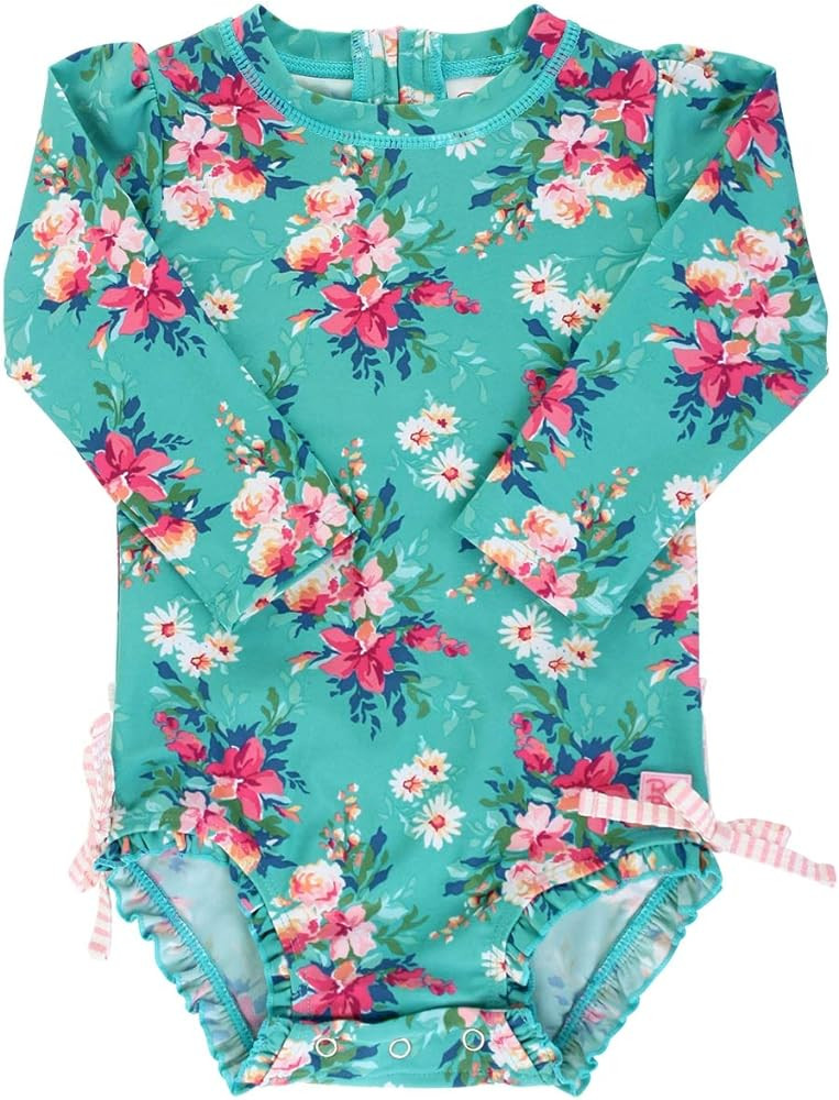 RuffleButts® Girls UPF 50+ Sun Protection Long Sleeve One Piece Swimsuit with Zipper | Amazon (US)