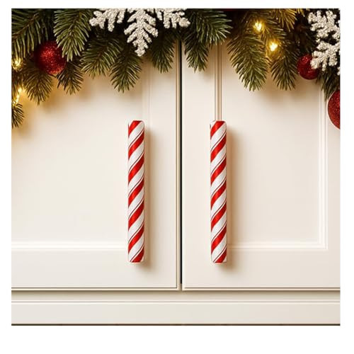 RITEMA Peppermint Stick Christmas Cabinet Handle Covers - Large 10-Pack, Stretch-fit Snap-on Décor for 1/2" Wide Bar Pulls, Holiday/Winter Candy Decor for Kitchen, Bath & Dressers (10, 5.5 in) | Amazon (US)