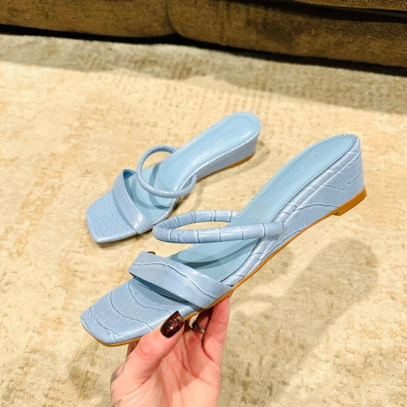Song of Style fia sandal in Blue printed slide wedge sandal woman’s 10 | Poshmark