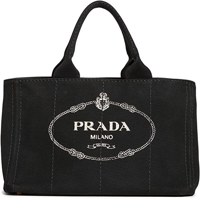 Prada Women's Pre-Loved Canapa Tote, Black | Amazon (US)