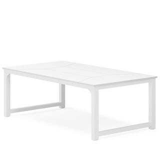 BYBLIGHT Roesler 79 in. White Rectangular Engineered Wood Metal 4 Legs Dining Table for 8 Person ... | The Home Depot