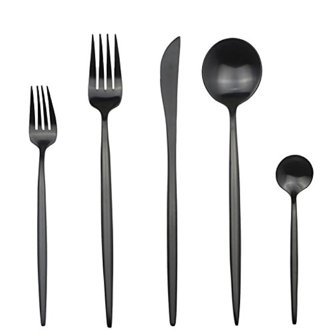 JANKNG 20-Piece 18/10 Stainless Steel Flatware Set, Serive for 4, With Fork Spoons Knife Teaspoon De | Amazon (US)