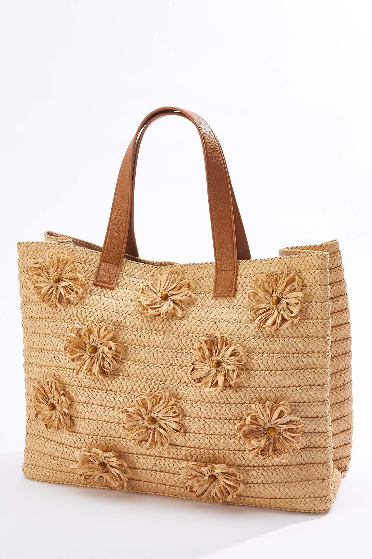 Straw Flower Tote | Cato Fashions
