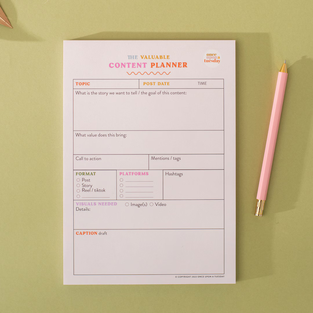 Social Media Post Content Planner | Valuable content creator tool | Instagram success planner | T... | Etsy (US)