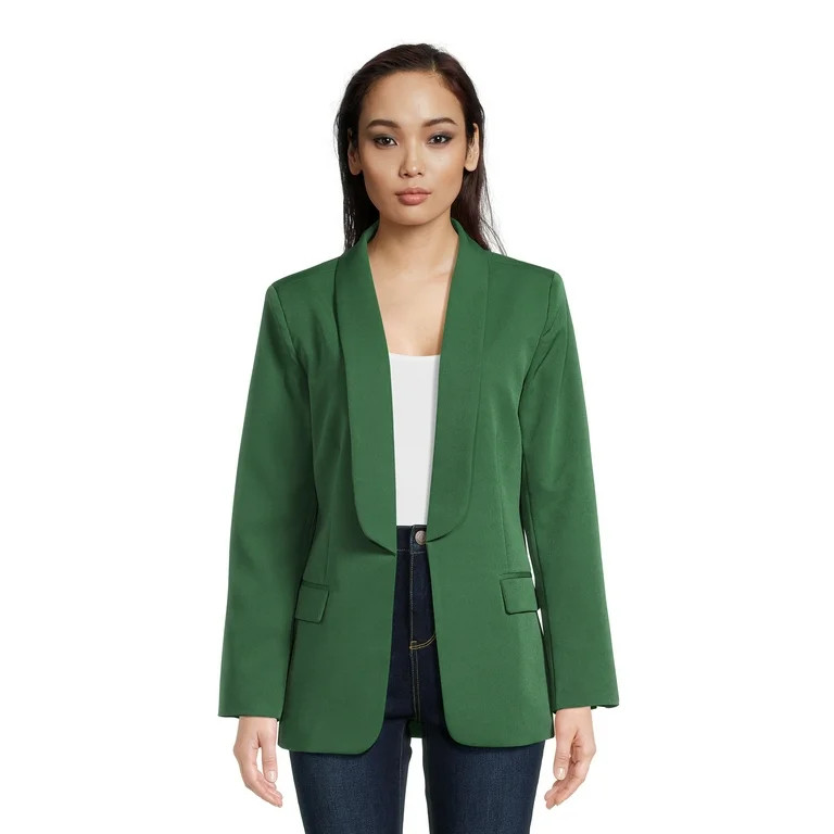 Attitude Unknown Women's Shawl Collar Relaxed Fit Solid Blazer, Sizes XS-XL - Walmart.com | Walmart (US)