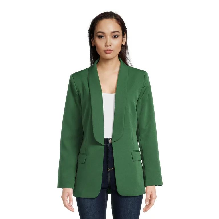 Attitude Unknown Women's Shawl Collar Relaxed Fit Solid Blazer, Sizes XS-XL | Walmart (US)