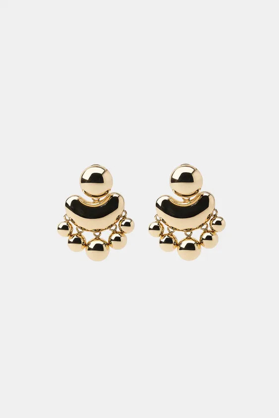 DescriptionCompositionMeasurementsPack of earrings:- Two asymmetric open hoop metal earrings. Pus... | Zara UK