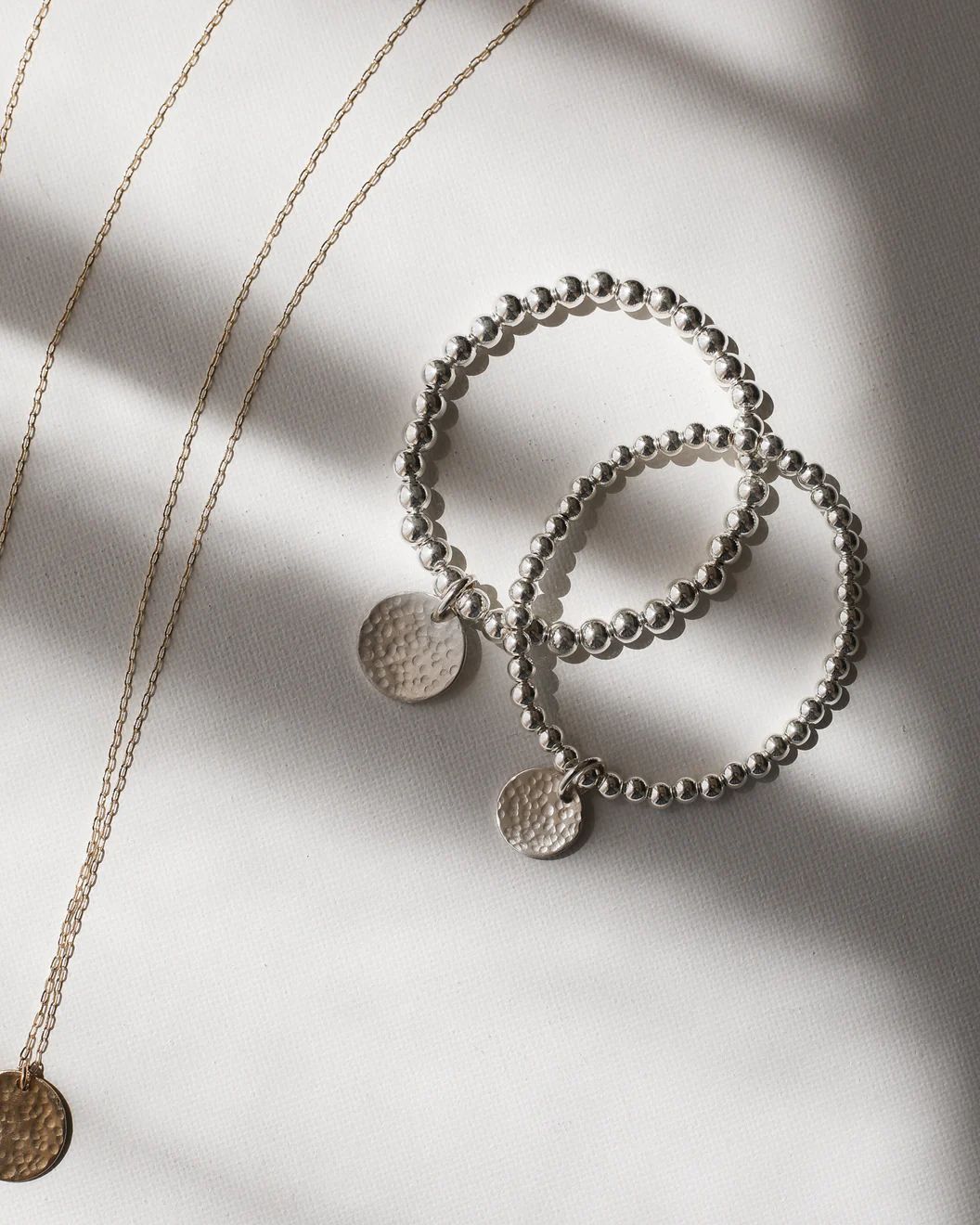 THE HAMMERED COIN BEADED BRACELET - STERLING SILVER | Stylin by Aylin