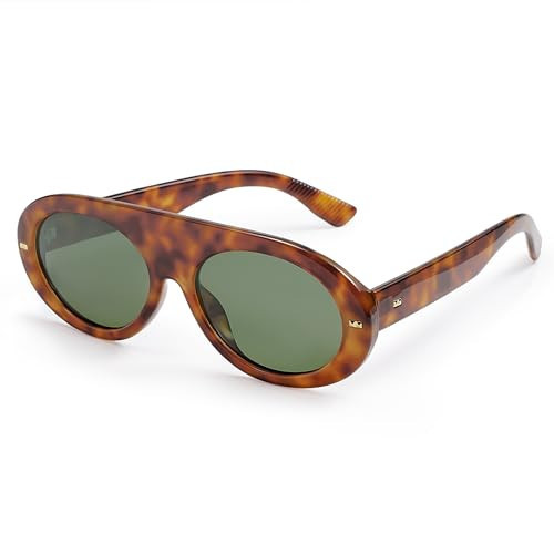 SOJOS Trendy Flat Top Polarized Sunglasses for Women Men Retro Chunky Frame Oval Lens Sun Glasses SJ2279 | Amazon (US)