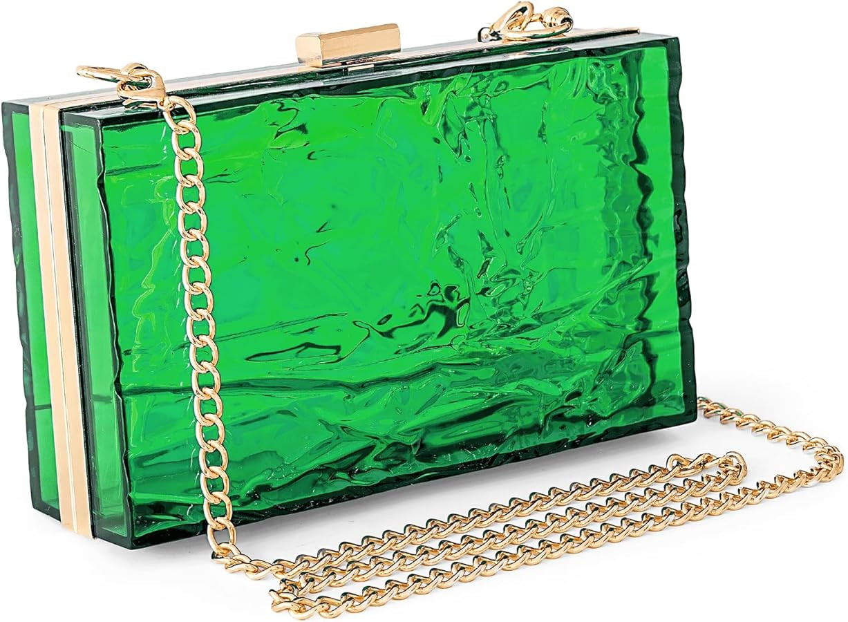 WJCD Womens Clear Purse Acrylic Evening Bags clear clutch purse Ripple Shaped Vintage Banquet Han... | Amazon (US)