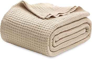 Bedsure 100% Cotton Blankets King Size for Bed - Waffle Weave Blankets for All Seasons, Cozy and ... | Amazon (US)