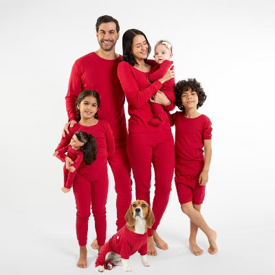 Leveret Womens Two Piece Cotton Matching Family Christmas Pajamas Solid Red XS | Target